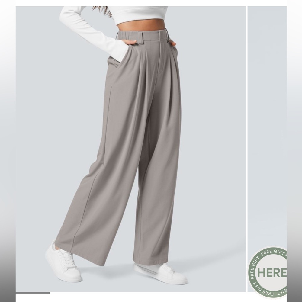 Halara Light Gray Textured Pants - image 1